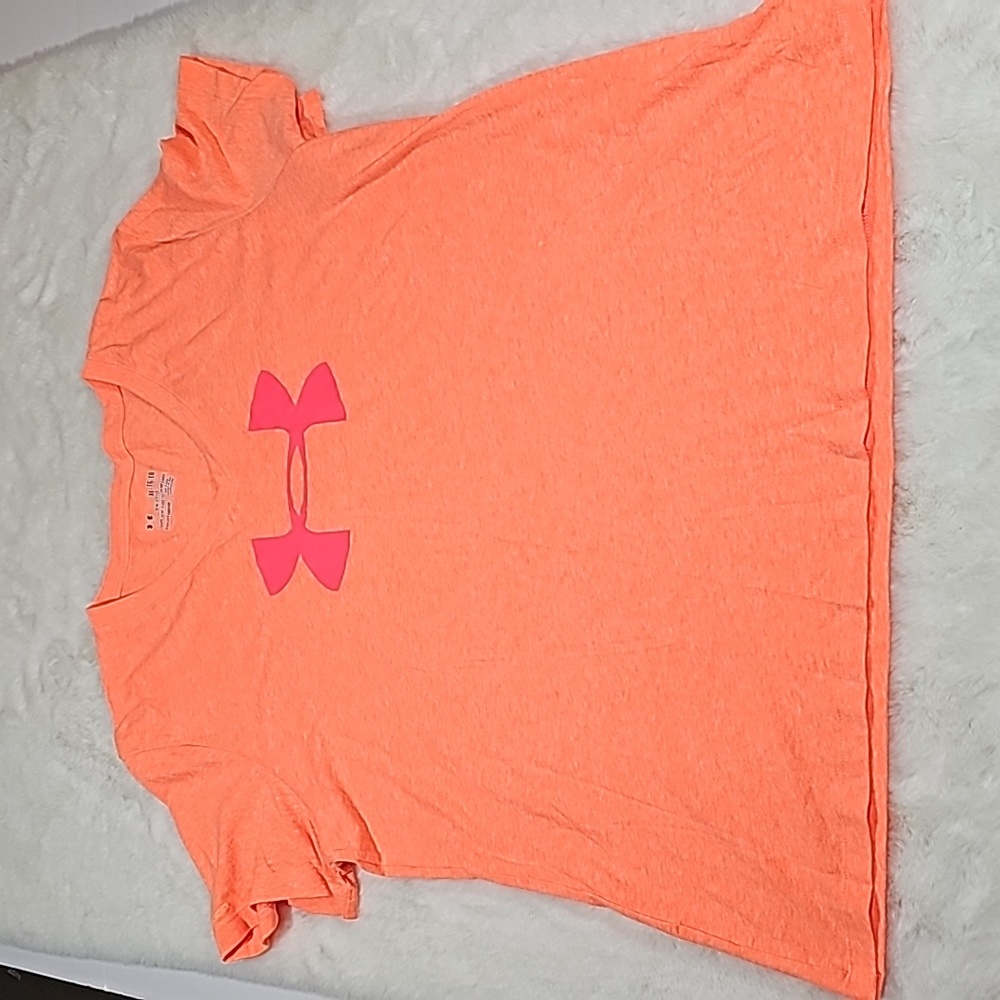 Under Armour Women's Short Sleeve Neon Orange V-Neck T Shirt Size XL